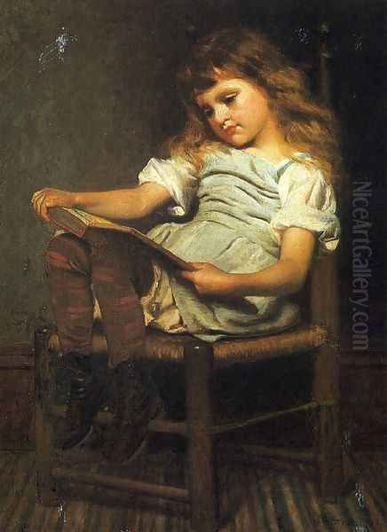 First Reader Oil Painting by John George Brown