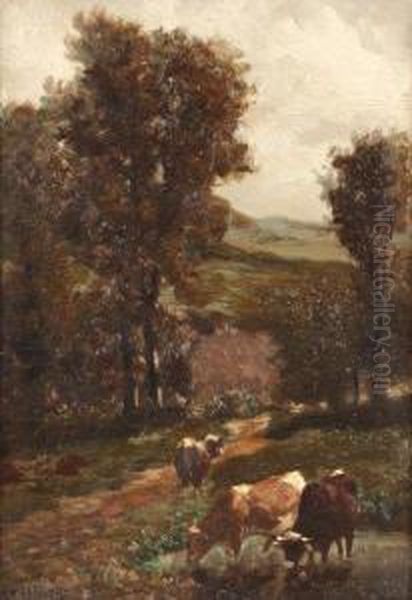 Les Vaches Dans Le Sous Bois Oil Painting by Wilhem, Guillaume Wintz