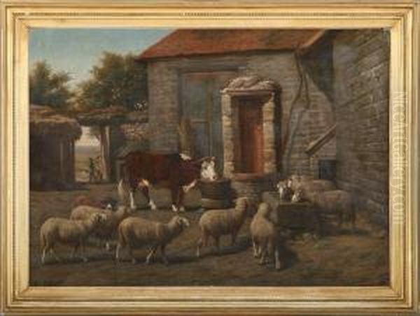 The Animals Are Drinking Oil Painting by Wilhem, Guillaume Wintz