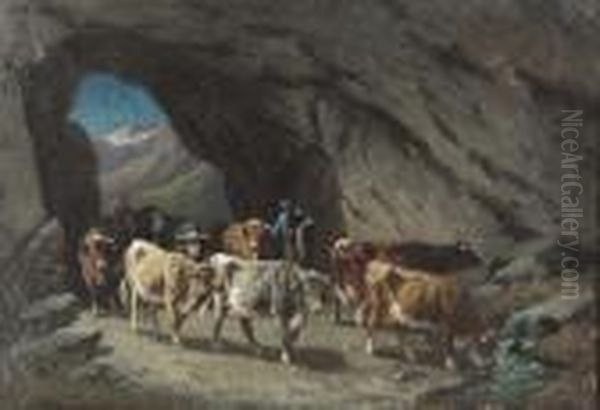 Alpaufzug. Oil Painting by Wilhem, Guillaume Wintz