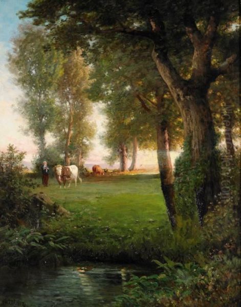 Sommarlandskap Oil Painting by Wilhem, Guillaume Wintz