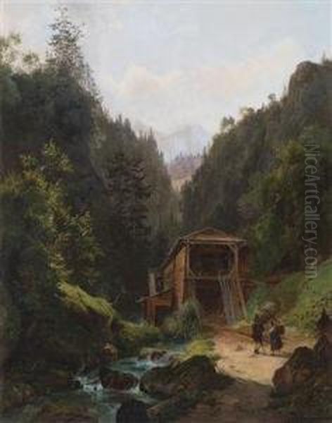 Landscape With Mill Oil Painting by Franz Wipplinger