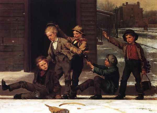 Winter Sports in the Gutter Oil Painting by John George Brown