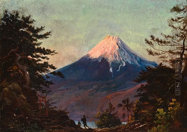 A View Of Mount Fuji, Japan Oil Painting by Charles A., Wirgman Jnr.