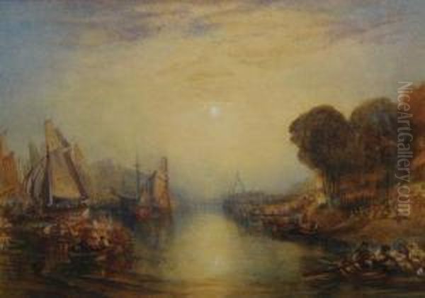 A Religious Festivity On A River At Sunrise Oil Painting by Theodore Blake Wirgman