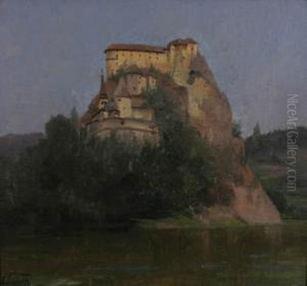 Orava Castle Oil Painting by Edouard Wirth