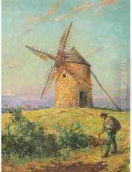 Moulin Au Diben, Vers Plougasnou Oil Painting by Henri Prosper Wirth