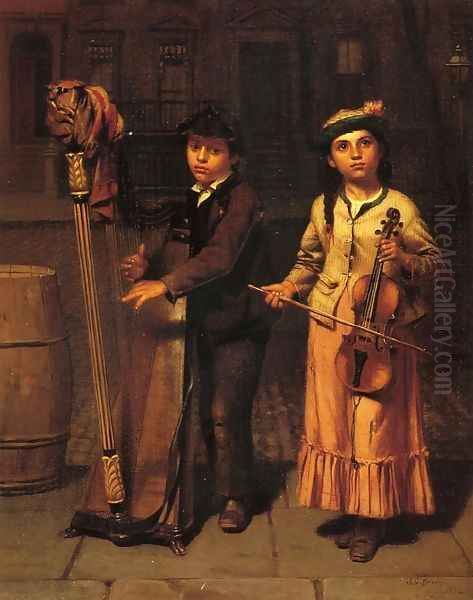 The Two Musicians Oil Painting by John George Brown