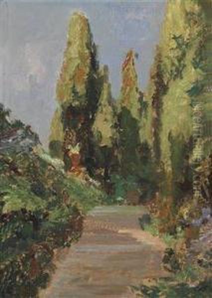 Parklandscape Oil Painting by Olga Wisinger-Florian