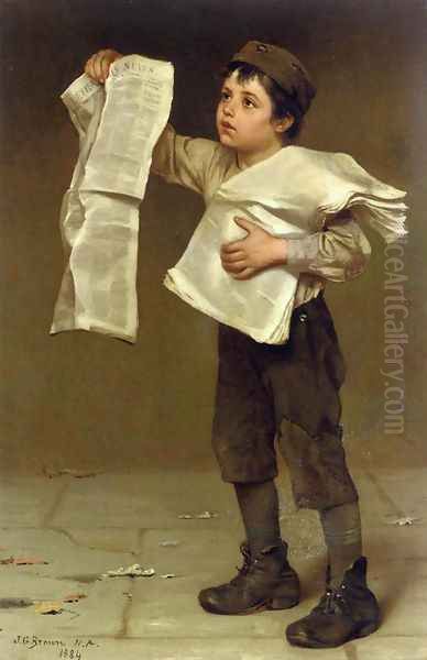 Newsboy Oil Painting by John George Brown