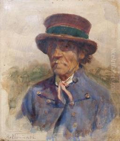 Portrait D'un Paysan Oil Painting by Bronislaw Wisniewski