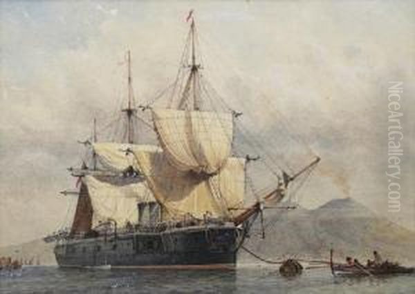 Hms Northampton (an Ironclad), 
Bay Of Naples Oil Painting by Westcott Witchurch Lyttleton