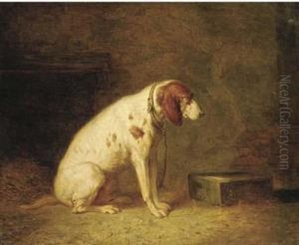 A Hound In A Kennel Oil Painting by Petrus Josephus Witdoeck