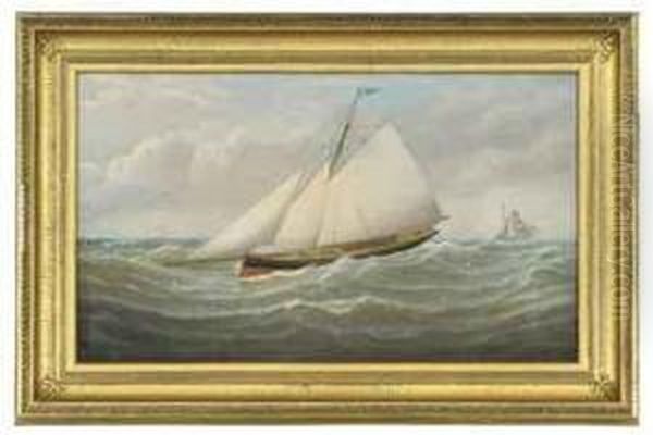 A Sailing Vessel At Sea Oil Painting by Joseph Witham