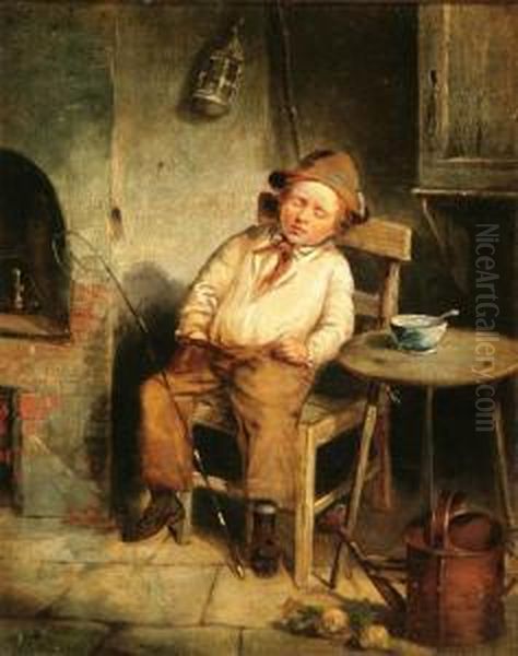 Young Boy Napping Oil Painting by William Frederick Witherington