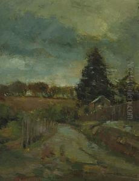 Road At Eltham Oil Painting by Walter Withers