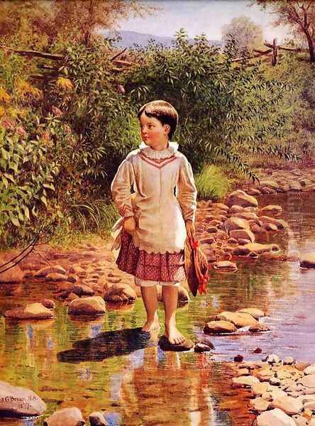 Crossing the Brook Oil Painting by John George Brown