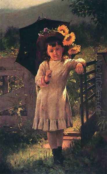 The Sunflower Girl Oil Painting by John George Brown