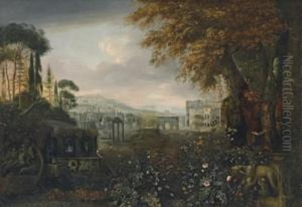 A 
Capriccio Oil Painting by Mathias Withoos