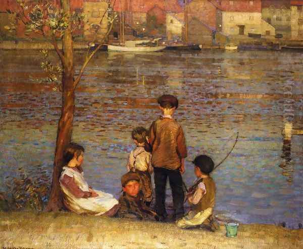 The River, Afterglow Oil Painting by John George Brown