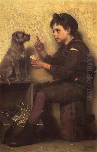 The Lesson Oil Painting by John George Brown