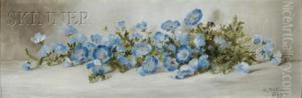 Blue Flowers Oil Painting by Evelyn Almond Withrow