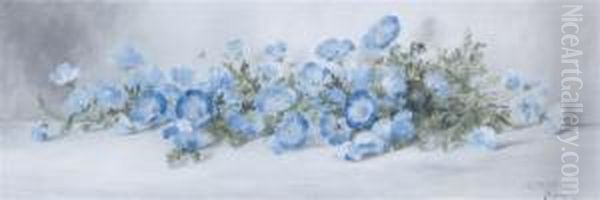 Blue Flowers Oil Painting by Evelyn Almond Withrow