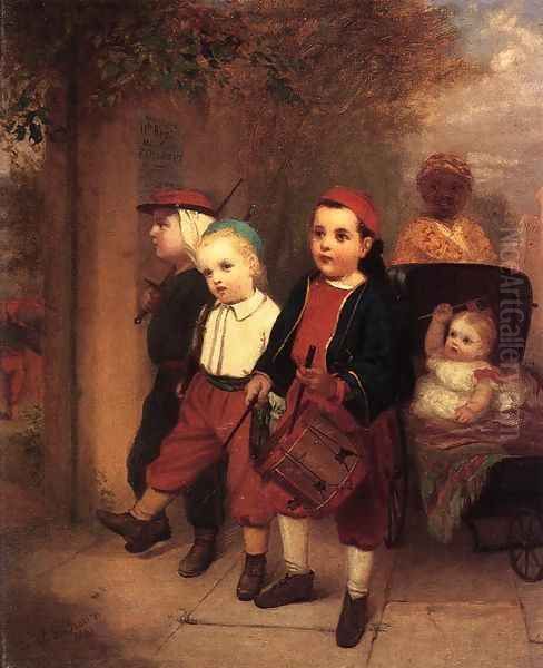 Young Recruits Oil Painting by John George Brown