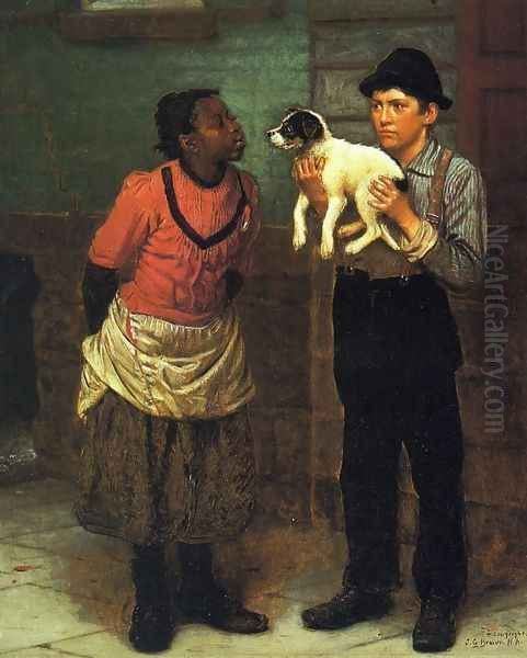 The New Puppy Oil Painting by John George Brown