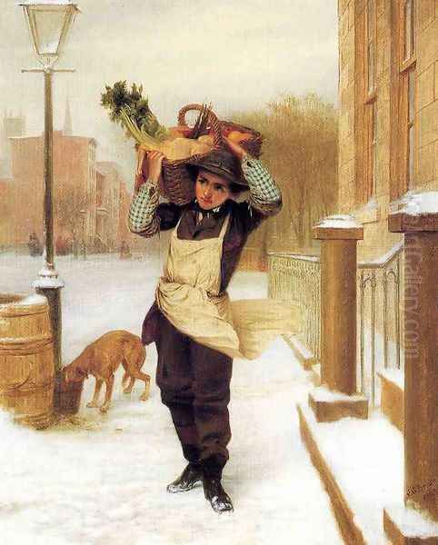 Delivery Boy Oil Painting by John George Brown