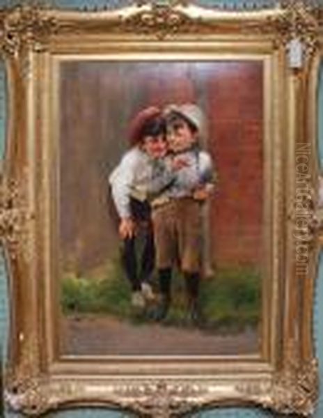 Young Boys Eating Cherries Oil Painting by Karl Karol Witkowski /