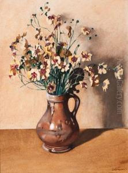 Still Life With Anemone In Earthenware Jug Oil Painting by Willem Witsen