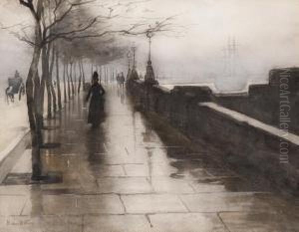 Quay In London Along The Thames Oil Painting by Willem Witsen