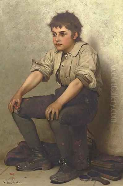 Thinking It Over Oil Painting by John George Brown