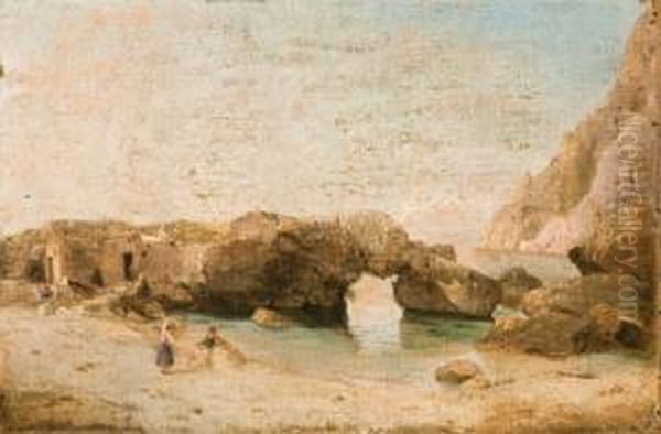 Marina Piccola A Capri Oil Painting by Teodoro Guglielmo Witting