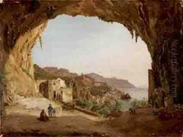 Amalfi Dalla Grotta Del Convento Dei Cappuccini Oil Painting by Teodoro Guglielmo Witting