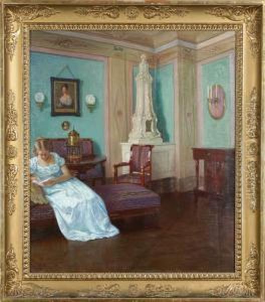 Interiorbild Med Kvinna Oil Painting by Walter Gunther J. Witting