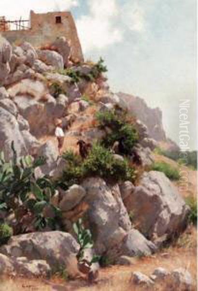 Capri Oil Painting by Walter Gunther J. Witting