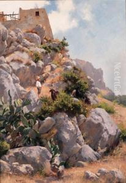 Capri Oil Painting by Walter Gunther J. Witting