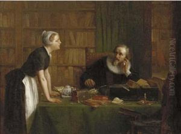 Jacob Cats In His Library, Zorgvliet Oil Painting by Johan Bernard Wittkamp