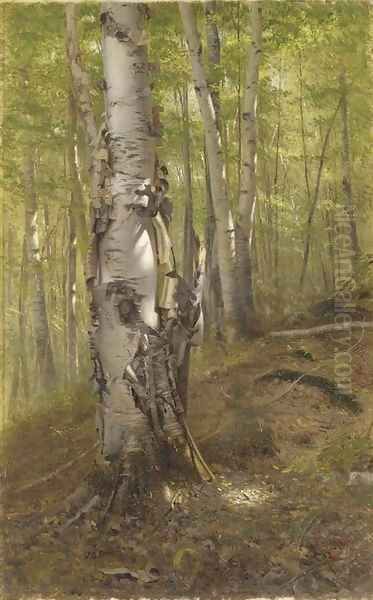 Silver Birches Oil Painting by John George Brown