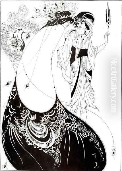 The Peacock Skirt, illustration for the English edition of `Salome' by Oscar Wilde (1854-1900) 1893 Oil Painting by Aubrey Vincent Beardsley