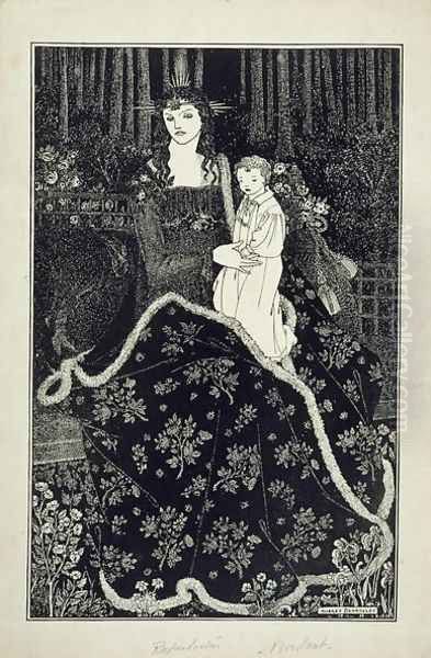 A large Christmas Card, 1895 Oil Painting by Aubrey Vincent Beardsley