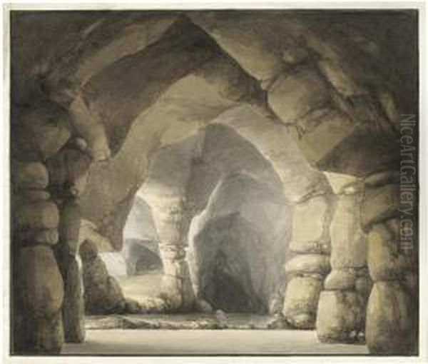 Blick In Eine Felsgrotte Oil Painting by Johann Friedrich Wizani