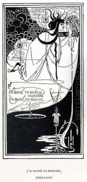 'J'ai baise ta bouche, Jokanaan (I kissed your mouth, John)' Oil Painting by Aubrey Vincent Beardsley