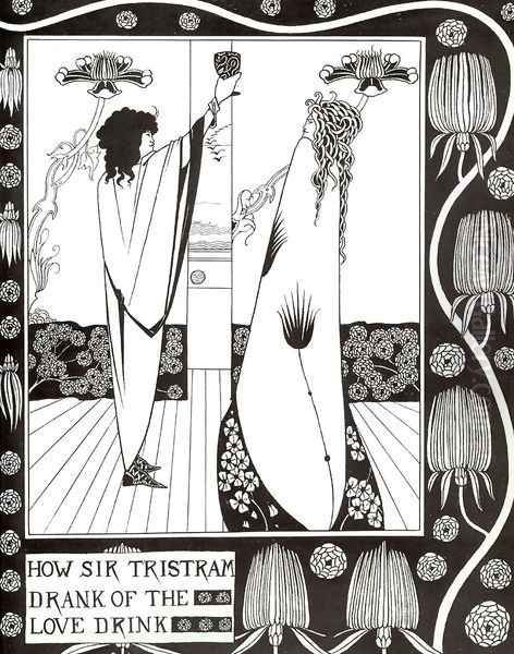 How Sir Tristram Drank of the Love Drink Oil Painting by Aubrey Vincent Beardsley