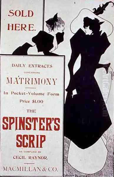 Poster advertising 'The Spinster's Scrip' Oil Painting by Aubrey Vincent Beardsley