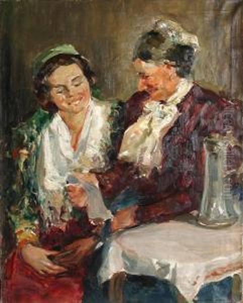 Bavarians: The Written Proposal Oil Painting by Arthur William Woelfle