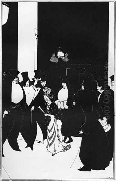 Lady Gold's Escort Oil Painting by Aubrey Vincent Beardsley