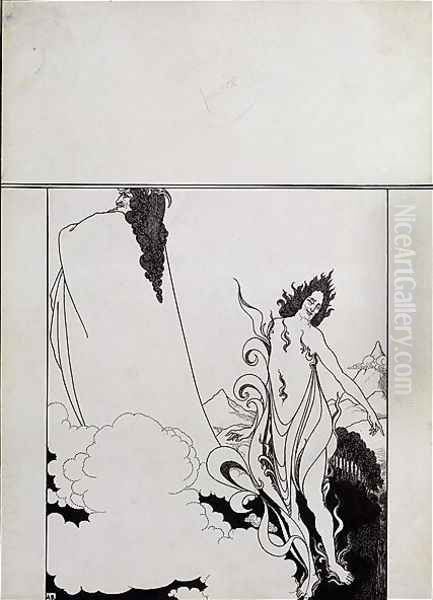 Fourth tableau of Das Rheingold Oil Painting by Aubrey Vincent Beardsley